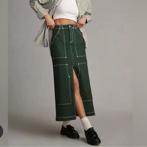 Denim Green Maxi Skirt